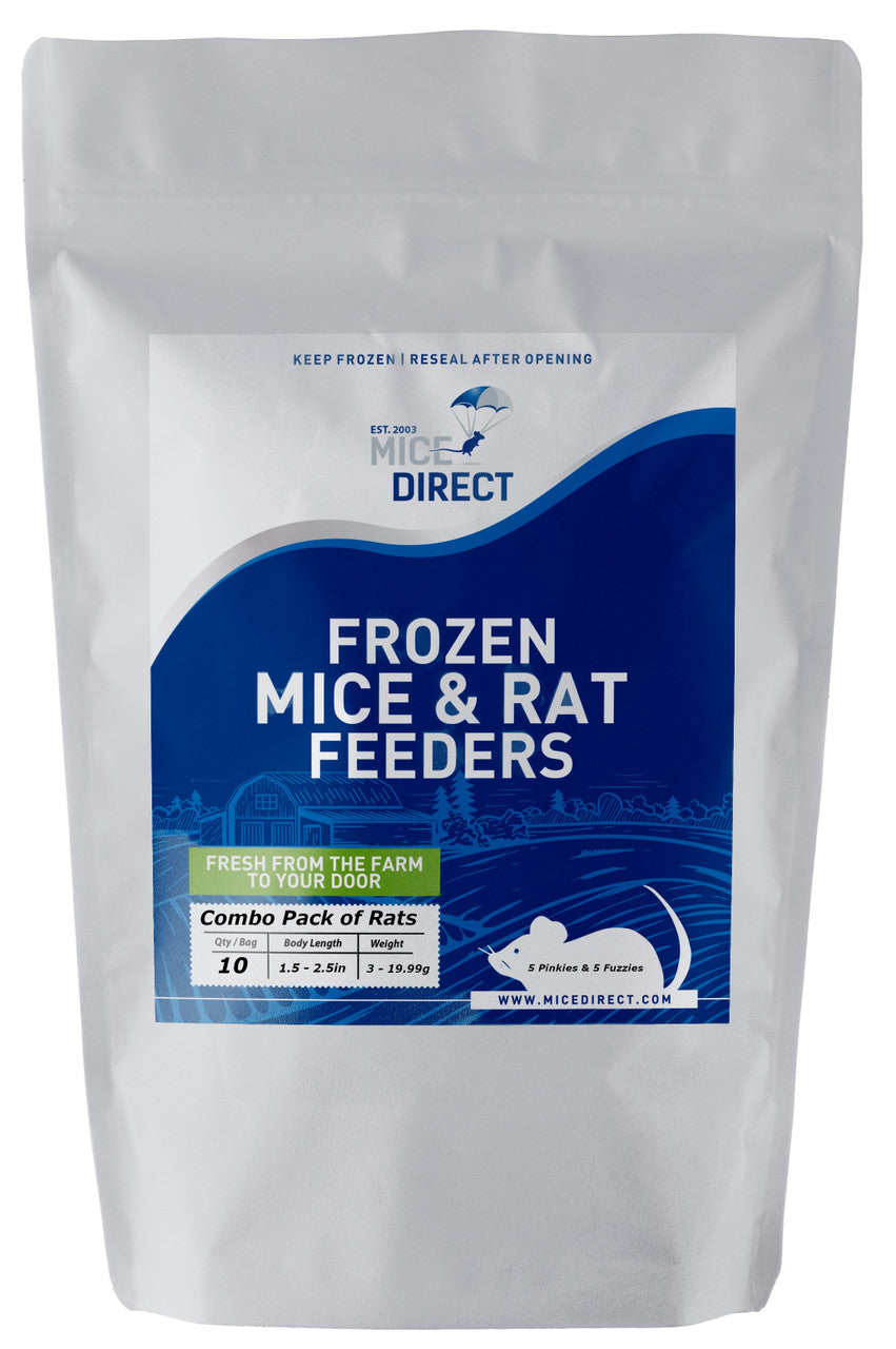 Combo Pack of Frozen Feeder Rat Pinkies & Fuzzies